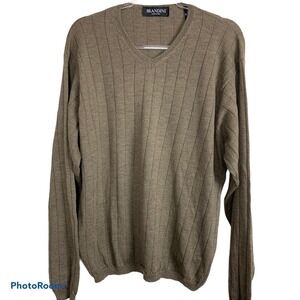 Brandini Wool V-Neck Sweater XXL Taupe Vintage Classic Preppy‎ Quiet Luxury
